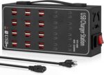 300W 60A USB Charging Station for Multiple Devices, 60 Port Fast USB Charger Block, Desktop Wall Fast Charger with Intelligent Protection, USΒ Power Strip Suitable for Home Office School - Image 2