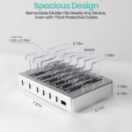 300W Fast Charging Station for Multiple Devices, 6 Port USB Charging Hub, Universal Desktop Charger Organizer Compatible with iPhone iPad Android Phones Tablets Kindle Home Office Travel - Image 2