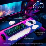 4 in 1 Ergonomic Leather Cloud Wrist Rest Keyboard and Mouse Pad & Coaster | Full 4-Piece Set, Non-Slip PU Base, Soft Memory Foam Comfort For Long Work/Gaming Hours, Cute Desk Decor, Easy To Clean - Image 2