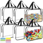 6 Packs Large Toy Storage Bags with Labels, Reusable Clear PVC Board Game Storage, Travel Waterproof Organizer Bags with Zipper for Building Blocks, Puzzle, Kids Books - Image 2
