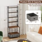 6-Tier DVD Shelf, Vinyl Record Storage Rack with Drawers | Industrial CD Storage Rack, Fits CDs, Books, and Albums, Media Tower Bookshelf for Living Room, Theater, 63 in Tall - Image 2
