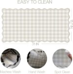 Scalloped‌ Beige Checkered Gingham Desk Mat Cute Pastel Large Mouse Pad Kawaii Cottagecore ‌Vintage‌ Rustic Keyboard Pad Computer Mat for Desktop Aesthetic Cozy Office Desk Decor - Image 5