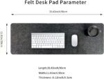 Felt Desk Mat | Computer Mat for Desk(36x12Inches) | Large Felt Mouse Pad and Keyboard Mat | Desk Protector for Office | Dark Gray - Image 3