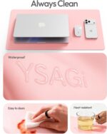 YSAGi Leather Desk Protector, Office Mat, Large Mouse Mat, Non-Slip PU Leather Blotter, Laptop Pad, Waterproof Writing Pad for Office and Home (Light Pink, 23.6" x 13.8") - Image 8
