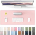 YSAGi Leather Desk Protector, Office Mat, Large Mouse Mat, Non-Slip PU Leather Blotter, Laptop Pad, Waterproof Writing Pad for Office and Home (Light Pink, 23.6" x 13.8") - Image 2