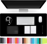 Leather Desk Pad Protector,Non-Slip Desk Pad,on-Slip PU Leather Large Mouse Pad,Easy Clean Desk Protecor Mat,Writing Pad for Office Work/Home/Decor(Black, 23.6" x 13.7") - Image 2