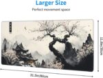 Japanese Mouse Pad, Large Japanese Desk Mat, XL Anime Gaming Keyboard Mat, Non-Slip Rubber Base, Big Extended Desk Protector for Home Office, 31.5”x11.8” - Image 3