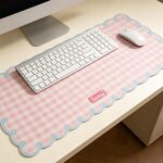 Cute Scalloped Desk Mat for Keyboard and Mouse Suitable Women Aesthetic Desk Accessories 31.5" X 13.8" Non-Slip Large Computer Pad Mat for Desktop Pink Girly Office Home Laptop Supplies Decor - Image 7