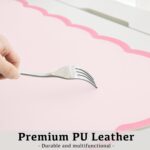 Scalloped Desk Mat, 31.5" x 15.7" Large Cute Aesthetic Desk Accessories, PU Leather Computer Laptop Desk Mouse Keyboard Pad, Desk Writing Mat for Vanity/Work/Home Decor (Pink, 31.5" x 15.7") - Image 5