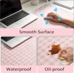 Cute Scalloped Desk Mat for Keyboard and Mouse Suitable Women Aesthetic Desk Accessories 31.5" X 13.8" Non-Slip Large Computer Pad Mat for Desktop Pink Girly Office Home Laptop Supplies Decor - Image 4