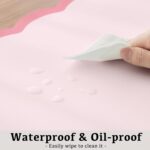 Scalloped Desk Mat, 31.5" x 15.7" Large Cute Aesthetic Desk Accessories, PU Leather Computer Laptop Desk Mouse Keyboard Pad, Desk Writing Mat for Vanity/Work/Home Decor (Pink, 31.5" x 15.7") - Image 6