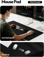 YSAGi Leather Desk Protector, Office Mat, Large Mouse Mat, Non-Slip PU Leather Blotter, Laptop Desk Mat, Waterproof Writing Pad for Office and Home (Black, 31.5" x 15.8") - Image 5