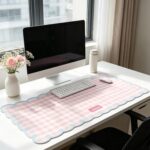 Cute Scalloped Desk Mat for Keyboard and Mouse Suitable Women Aesthetic Desk Accessories 31.5" X 13.8" Non-Slip Large Computer Pad Mat for Desktop Pink Girly Office Home Laptop Supplies Decor - Image 8