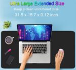 Large Extended Gaming Mouse Pad with Stitched Edges, (31.5X15.7In) Durable Non-Slip Natural Rubber Base, Waterproof Computer Keyboard Pad Mat for Esports Pros/Gamer/Desktop/Office/Home-Black - Image 3