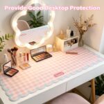 Cute Scalloped Desk Mat for Keyboard and Mouse Suitable Women Aesthetic Desk Accessories 31.5" X 13.8" Non-Slip Large Computer Pad Mat for Desktop Pink Girly Office Home Laptop Supplies Decor - Image 6
