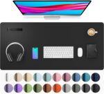 Aothia Leather Desk Pad Protector, Mouse Pad, Office Desk Mat, Non-Slip PU Leather Desk Blotter, Laptop Desk Pad, Waterproof Desk Writing Pad for Office and Home (Black,36" x 17") - Image 2