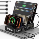 750W Charging Station for Multiple Devices, Zobirez 10-Port Fast Charger, 5 USB-C 120W Each and 5 USB-A 30W Each, Desktop Charging Hub for Laptop Phone Tablet, Black - Image 2