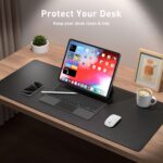 Aothia Non-Slip Waterproof PU Leather Desk Pad Protector for Mouse, Writing Desk, Office, Home, Laptop Blotter, 23.6" x 13.7", Black - Image 4