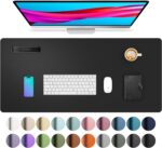 Aothia Non-Slip Waterproof PU Leather Desk Pad Protector for Mouse, Writing Desk, Office, Home, Laptop Blotter, 23.6" x 13.7", Black - Image 2