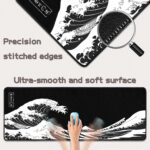 Mouse Pad Gaming - Desk Mat for Keyboard and Mouse - Kanagawa Large Mouse Pad for Desk, Japanese Sea Wave Mousepad (31.5 x 11.8inch) with Non-Slip Base, Desks Pad Mat for Game, Office and Home - Image 4