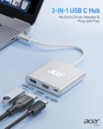 Acer USB C to HDMI Adapter, 4K USB C Hub with 100W PD for Laptop/Monitor/TV | HDMI to USBC Multiport Digital AV Converter, USBA 3.0 Port Compatible with MacBook Neo/Pro/Air, iPad, Acer Swift Go (Silver) - Image 2