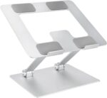 Amazon Basics Sturdy and Portable Ergonomic Laptop Stand for Desk, Height Adjustable Riser with Ventilated Cooling, Foldable, Fits all Laptops up to 15.6 Inch, Silver - Image 2