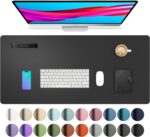 Aothia Leather Office Desk Pad Protector, Non-Slip PU Leather Desk Blotter, Waterproof Laptop Writing Mouse Pad for Office and Home, Black, 31.5" x 15.7" - Image 2