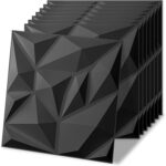 Art3d 20 Pack Decorative 3D Wall Panels for Interior Wall Decor Living Room, 11.8"x11.8" Black Wall Art PVC Panels for Bedroom TV Background Gaming Room Decor - Image 2