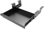 Beiyier Under Desk Sliding Drawer for Office Desk or Table, Pull-out Storage Organizer for Sit-Stand Workstation with High Crosspiece under Desktop (Black) - Image 2