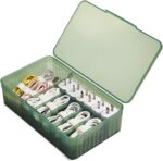 Cable Organizer Box Extra Wide, Travel Charger Cord Earphone Storage Case with Lid (Dark Green) - Image 2