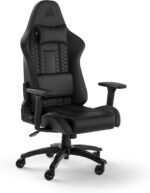 Corsair TC100 Relaxed Gaming Chair - Leatherette - Racing-Inspired Design - Lumbar Pillow - Detachable Memory Foam Neck Pillow - Adjustable Seat Height - Adjustable Armrests - Black - Image 2