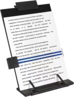 Desktop Document Holder Stand with 7 Adjustable Positions, Black Metal File Organizer Management Copyholder for Typing Speech Reading A4 Letter Music Book Tablet Office, with Paper Clip and Line Guide - Image 2