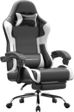 Dowinx Ergonomic Gaming Chair with Footrest & Massage Lumbar, 2D-Linkage Armrests for Computer Chair 330lbs with Headrest Pillow for Office, Home, Streaming and Long Gaming Sessions, White - Image 2