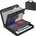 ENGPOW Accordion File Organizer, Fireproof Expanding File Folder with 13 Pockets Document Organizer with Handle & Labels, Portable Home Travel Safe Storage for Letter A4 Files and More, Black - Image 2