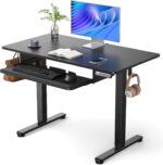 ErGear Electric Standing Desk with Keyboard Tray, 44x24 Inches Adjustable Height Sit Stand Up Desk, Home Office Desk Computer Workstation, Black - Image 2