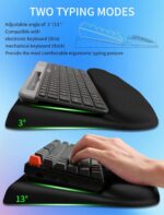Ergonomic Wave Wrist Rest with Keyboard Stand, Cushioned Palm Rest, Comfortable Integrated Memory Foam for Natural Typing and Relieve Wrist Pain, Dark Night Black - Image 2