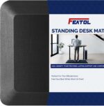 FEATOL Anti Fatigue Mat for Standing, 9/10 Extra Thick Ergonomic Standing Desk Mat, Comfort Memory Foam Standing Mat at Home,Office All Day (20" x 32", Black, 1PC) - Image 2