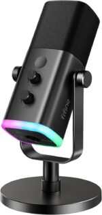 FIFINE AmpliGame AM8 USB/XLR Dynamic Microphone for Gaming Streaming | Podcast Mic with RGB Light, Mute Button, Headphones Jack, Desktop Stand, for Vocal Recording Singing YouTube - Image 2