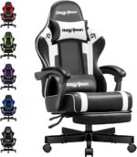 Gaming Chair for Adults Gamer Game Ergonomic PC Chair, 7-Point Support | Pocket Springs & Foam,51cm Wide Seat,Sync Armrests, 90°-135° Backrest, PU Leather, Black and White, 400lbs Load - Image 2