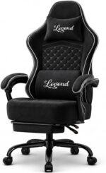 Gaming Chair for Adults with Footrest, Ergonomic Computer Chair, 330 lb | Heavy Duty Load Capacity, 52 cm Wingless Wide Seat, Pocket Spring Cushion, Headrest, Adjustable Height, Reclining Backrest - Image 2