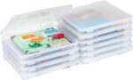 IRIS USA Board Game Storage Containers, 10-Pack |Made in USA| Organizers with Built-In Handle & Snap-Tight Lid for Puzzles, Scrapbook, and Fits 8.5" x 11" or A4 Papers, Slim - Clear - Image 2