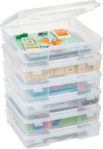 IRIS USA Board Game Storage Containers, 6-Pack |Made in USA| Organizers with Built-In Handle & Snap-Tight Lid for Puzzles, Scrapbook, and Fits 8.5" x 11" or A4 Papers, Thick - Clear - Image 2