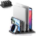 KDD 4-Slot Vertical Laptop Stand with Gravity Locking, 6-in-1 Laptop Holder Desktop Stand, Space-Saving Organizer Fits MacBook/Surface/HP/Dell/Book/Tablet/Switch/Cell Phone and Keyboard - Image 2