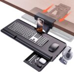 Klearlook Upgraded Ergonomic Keyboard Tray Under Desk, Adjustable Sliding Keyboard Platform Holder, Keyboard Stand with Wrist Rest & Storage Drawer for Home, Office and Gaming, 24.4"x10" - Image 2
