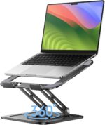 LOXP Adjustable Laptop Stand, Computer Stand with 360 Rotating Base, Ergonomic Laptop Riser Mount for Desk Foldable Protable Computer Desk Fits with MacBook Pro Air (10-16") - Black - Image 2