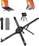 Laptop Stand with Magnetic Phone Holder, Portable Laptop Stand for Home Office Travel, Aluminum Foldable Computer Riser Compatible with MacBook iPhone All Phones - Image 2