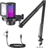 MAONO DGM20S Gaming Microphone for PC with Clear Voice & Noise Reduction | RGB Lighting, Tap-to-mute, Gain Control, Headphone Monitoring and Boom Arm for Discord Gaming, Streaming, Content Creation - Image 2