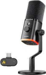 MAONO PD100W Wireless Dynamic Gaming Microphone for PC with USB-C Receiver | One-Click Noise Reduction,Custom RGB,Mute,Monitoring, Companion App,Wireless Desktop Mic for Creator, Stream, Podcast, Black - Image 2