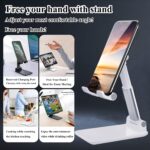 Meetuo 2 Pcs Cell Phone Stand for Desk Adjustable Desktop Phone Holder | Adjustable Angle Height, Fully Foldable&Portable, Compatible with iPhone 17/16/15/14/13/12/Smartphones - Image 2