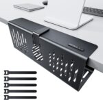 NODOCA No Drill Under Desk Cable Management Tray, 14'' Wire Management, Punch-Free Clamp on, Metal Cable Tray, Wire Organizer Under Desk, Under Desk Basket for Office and Home, Black - Image 2